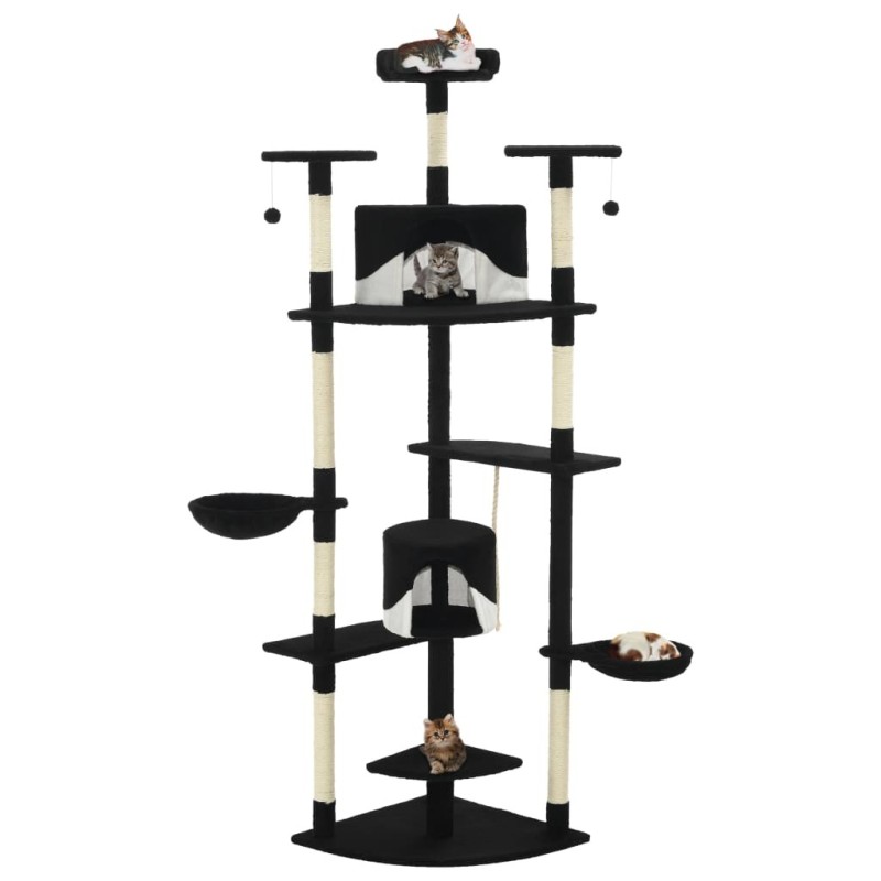 Arbre à chat avec griffoirs en sisal 203 cm noir et blanc 