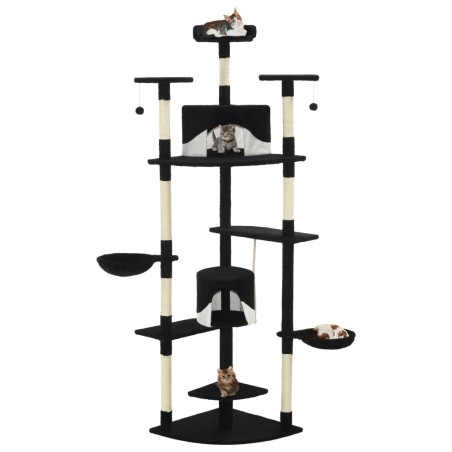 Arbre à chat avec griffoirs en sisal 203 cm noir et blanc 