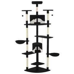 Arbre à chat avec griffoirs en sisal 203 cm noir et blanc 
