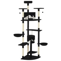 Arbre à chat avec griffoirs en sisal 203 cm noir et blanc 