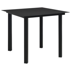 Table à dîner de jardin Noir 80x80x74 cm Acier et verre 