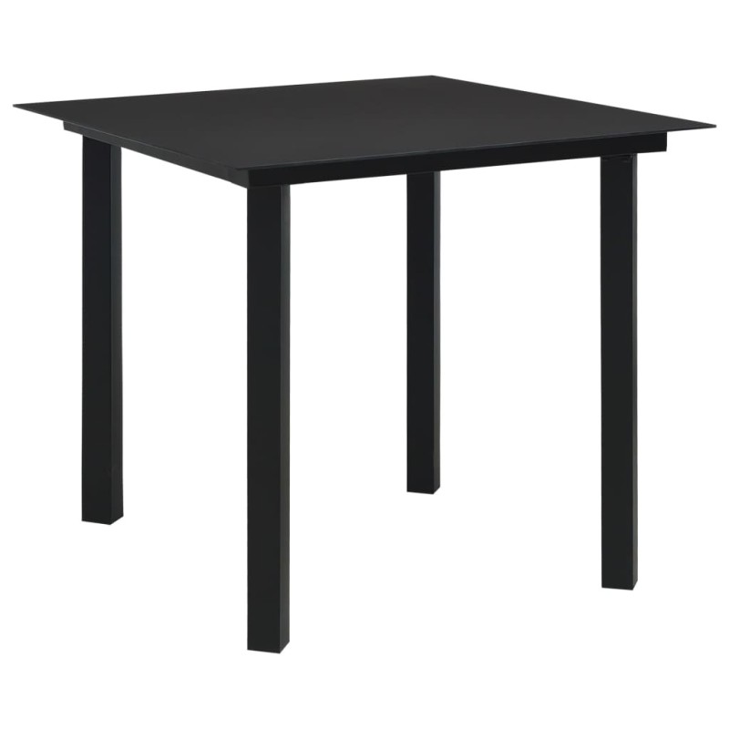 Table à dîner de jardin Noir 80x80x74 cm Acier et verre 