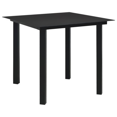 Table à dîner de jardin Noir 80x80x74 cm Acier et verre 