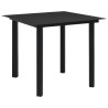 Table à dîner de jardin Noir 80x80x74 cm Acier et verre 