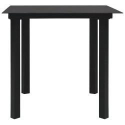 Table à dîner de jardin Noir 80x80x74 cm Acier et verre 