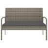 Banc de jardin avec coussin gris 105 cm résine tressée 