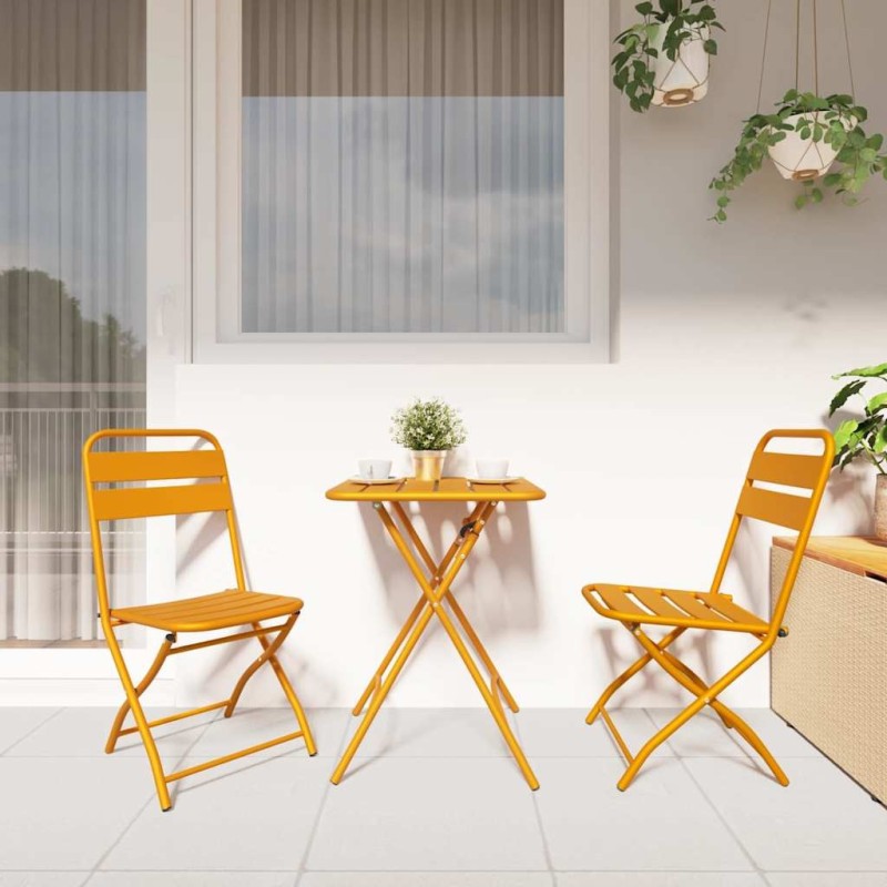 Chaises de jardin pliantes 2 pièces Jaune Moutarde 42x52x82 cm Acier thermolaqué 