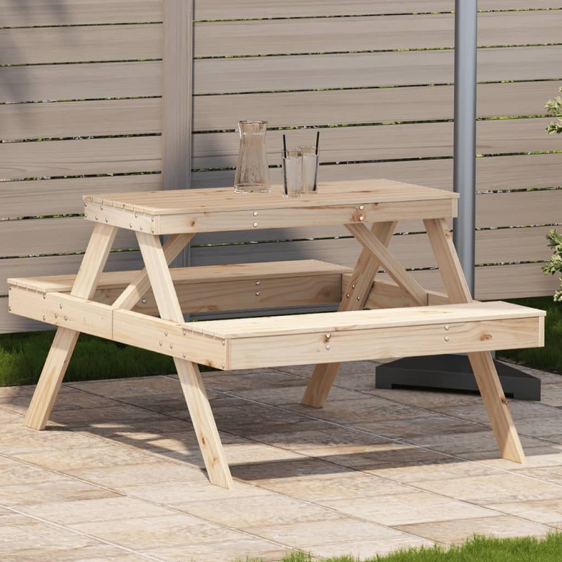 Table de pique-nique 105x134x75 cm bois massif de pin 