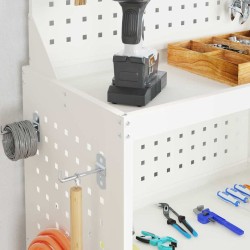 Chariot à outils avec étagère avec roue avec stockage Blanc 65 x 35 x 111 cm Métal 