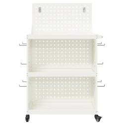 Chariot à outils avec étagère avec roue avec stockage Blanc 65 x 35 x 111 cm Métal 