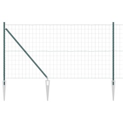 Clôture Euro avec 7 poteaux à pointe 1x10 m en acier galvanisé vert 