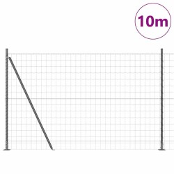 Clôture Euro avec 7 poteaux, 1,4 x 10 m en acier galvanisé 