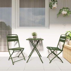 Chaises de jardin pliantes 2 pcs Vert foncé 42x52x82 cm Acier revêtu de poudre 