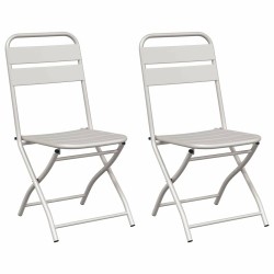 Chaises de jardin pliantes 2 pcs Beiges 42x52x82 cm Acier enduit de poudre 