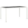 Table de jardin 150x90x75 cm Verre trempé/résine tressée Blanc 