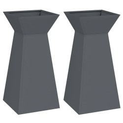 Jardinières en colonne , 2 pcs avec bol anthracite, 35x35x73 cm en acier. 