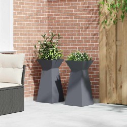 Jardinières en colonne , 2 pcs avec bol anthracite, 35x35x73 cm en acier. 