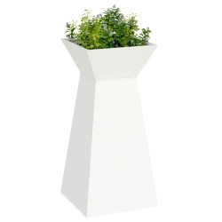 Pots de jardin en pilier 2 pcs, avec bol blanc de 35x35x73 cm en acier. 