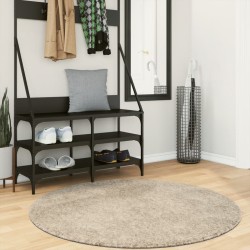 Tapis ISTAN à poils longs aspect brillant beige Ø 120 cm 