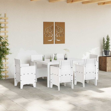Table de Jardin Blanche 150x100x73 cm en Poly Rattan 