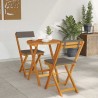 Ensemble Bistro Pliable 3 Pièces avec Coussins en Bois Massif Acacia 