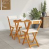 Ensemble Bistro Pliable 3 Pièces avec Coussins en Bois d'Acacia Solide 