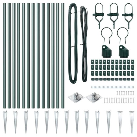 Ensemble de poteaux de clôture avec pointe 13 pcs Vert 