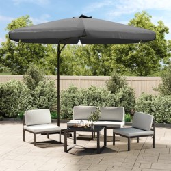 Parasol d'extérieur avec poteau en acier 300 cm Anthracite 