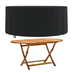 Housse de salon de jardin rond noir Ø 182x71 cm oxford 420D 