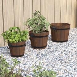 Ensemble de jardinière godet 3 pcs bois massif de sapin 
