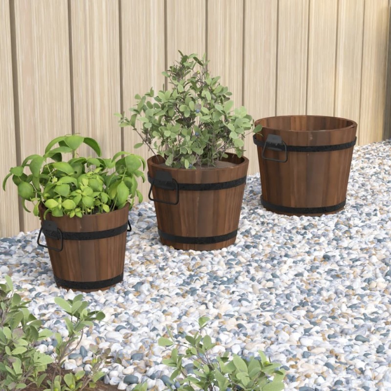 Ensemble de jardinière godet 3 pcs bois massif de sapin 