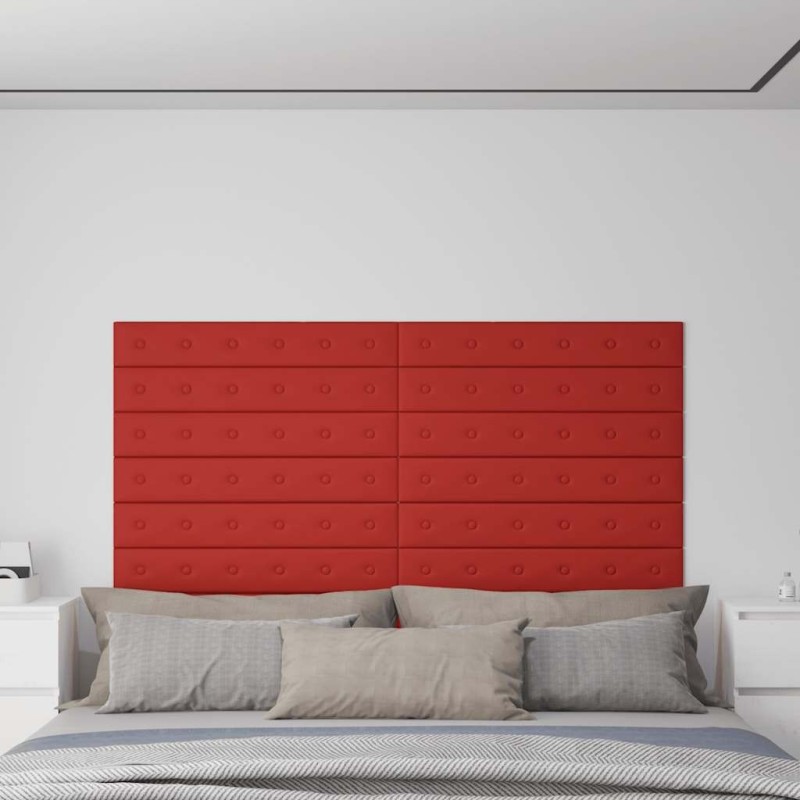 Panneaux muraux 12 pcs Bordeaux 90x15 cm Similicuir 1,62 m² 
