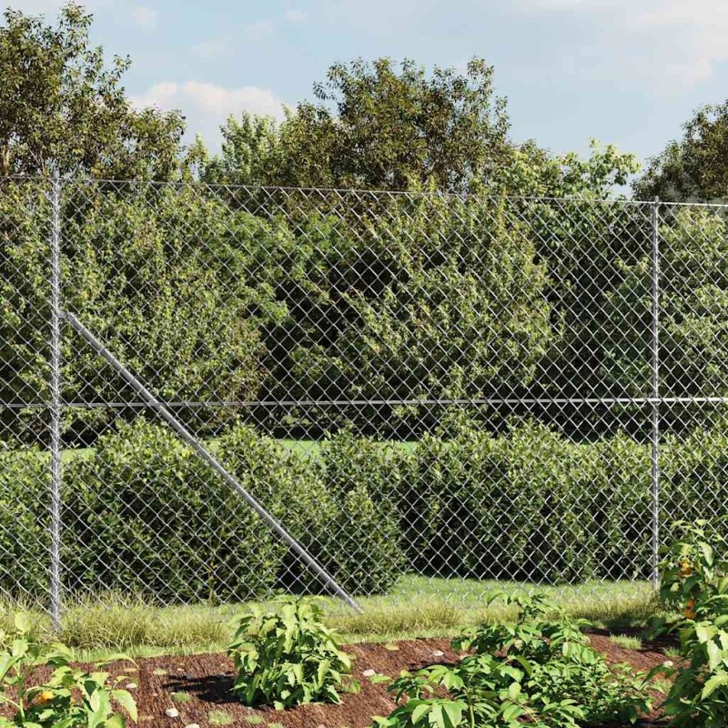 Clôture à mailles losangées avec ancrage argenté 1,6x10 m 