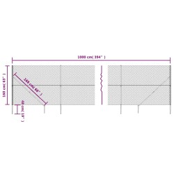 Clôture à mailles losangées avec ancrage argenté 1,6x10 m 