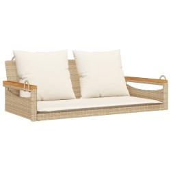 Balancelle avec coussins beige 109x62x40 cm résine tressée 
