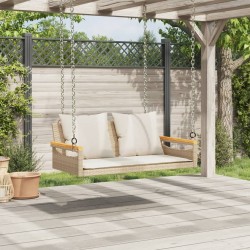 Balancelle avec coussins beige 109x62x40 cm résine tressée 