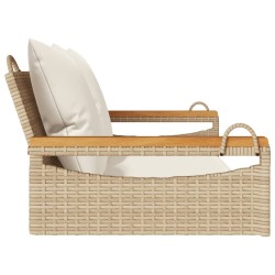 Balancelle avec coussins beige 109x62x40 cm résine tressée 