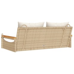 Balancelle avec coussins beige 109x62x40 cm résine tressée 