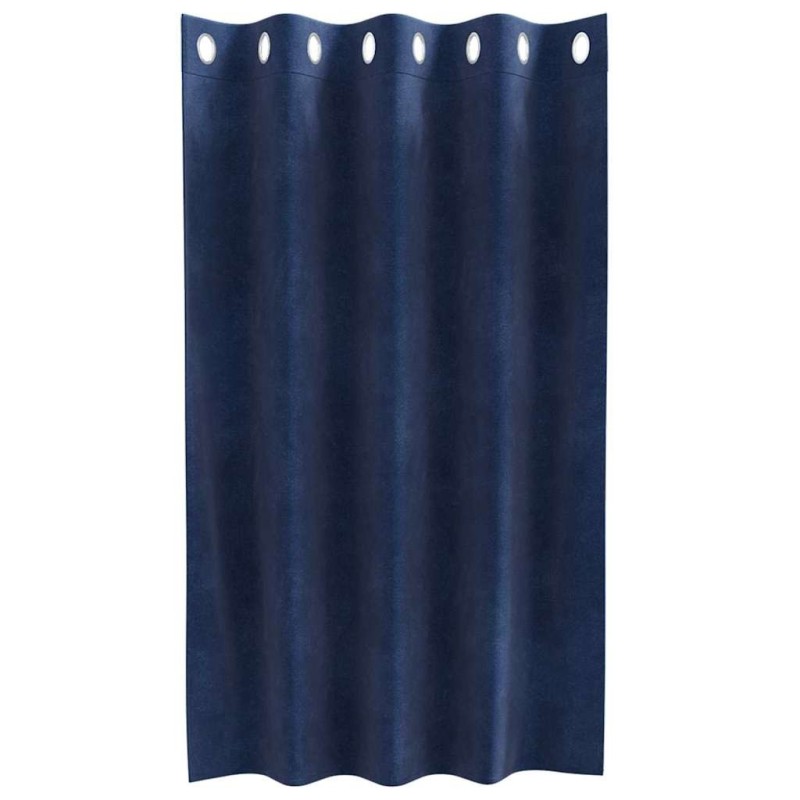 Rideaux occultants avec œillets 2 pcs en velours bleu foncé 