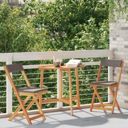 Ensemble de Bistro Pliant de 3 Pièces avec Coussins en Bois Massif d'Acacia 