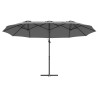 Parasol cantilever de jardin Anthracite 372 x 198 x 253 cm 