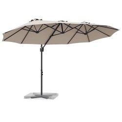 Parasol cantilever de jardin Taupe 372 x 198 x 253 cm 