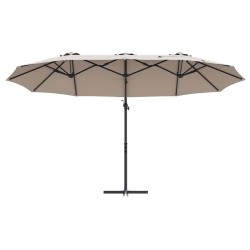 Parasol cantilever de jardin Taupe 372 x 198 x 253 cm 