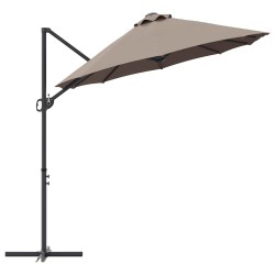 Parasol cantilever de jardin Taupe 372 x 198 x 253 cm 
