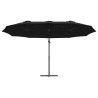 Parasol cantilever de jardin Noir Large Acier peint par poudre 