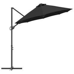 Parasol cantilever de jardin Noir Large Acier peint par poudre 