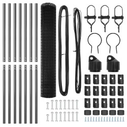 Euro Grill avec 7 poteaux 1,5 x 10 m en acier galva gris 