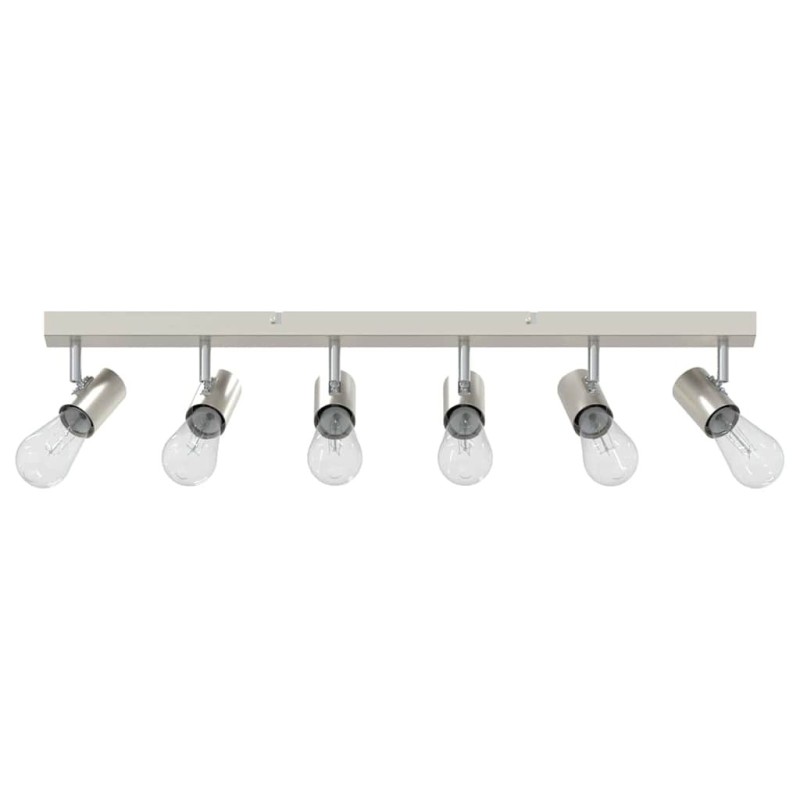 Projecteur de plafond 6 voies ajustable en nickel brossé E27 