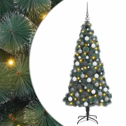 Arbre de Noël artificiel LED & ensemble de boules vert 180 cm PET 