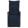 Chaise de jardin inclinable avec coussins en résine tressée grise 